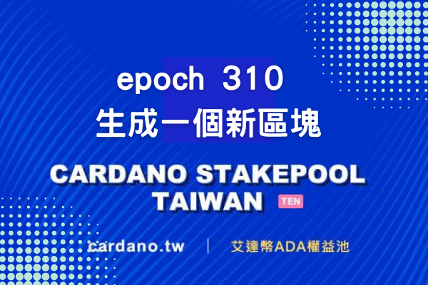 台灣艾達幣權益池 在epoch 310 生成一個新區塊